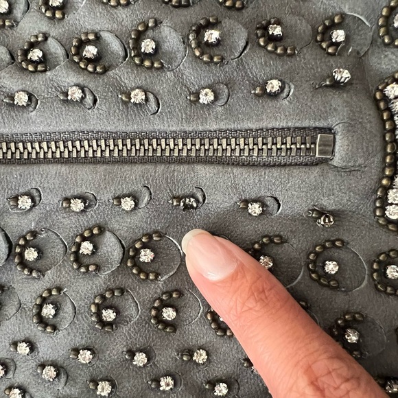 Alice + Olivia Grey Goat Leather Studded skirt in a size 6 - Picture 9 of 10